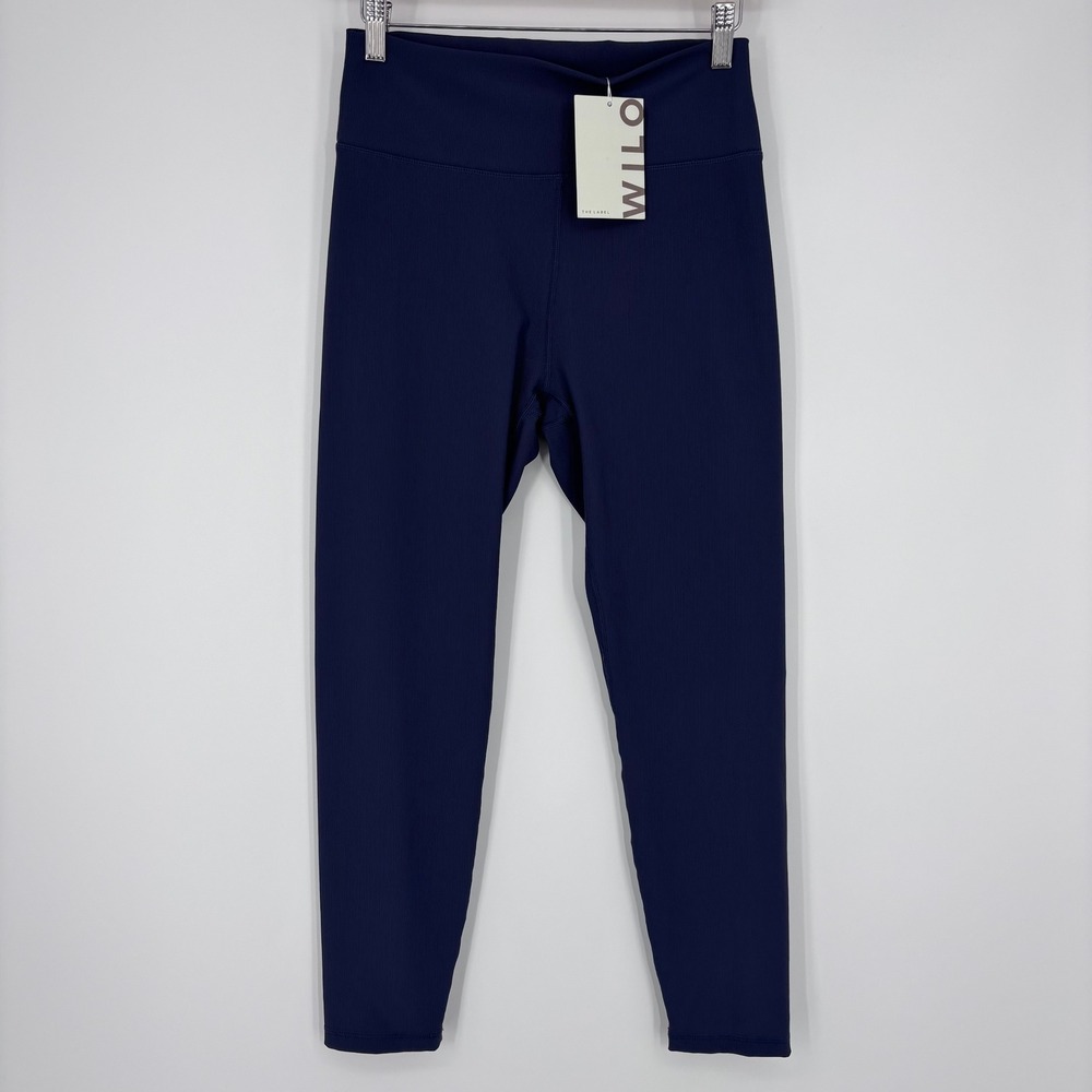 Wilo The Label Wellness Leggings Women Large Navy Blue Ribbed High Waist Active